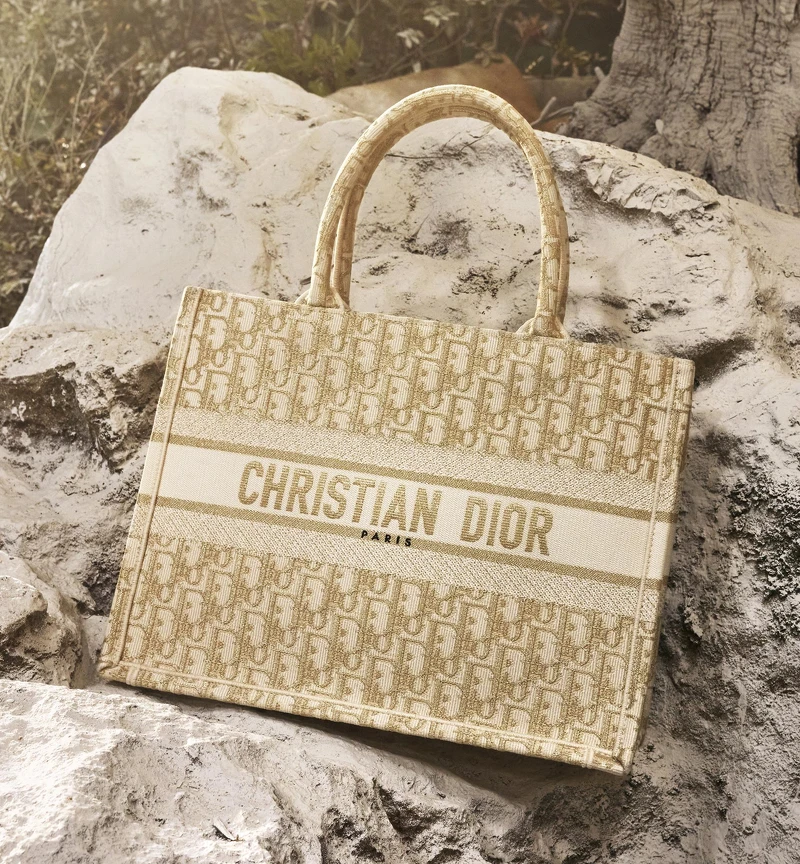 Dior Book淡金色Oblique斜紋刺繡帆布小型托特包,NT98,000 Dior Book淡金色Oblique斜紋刺繡帆布小型托特包,NT98,000