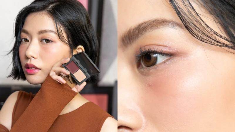 THREE蜜光雙采修容#05眼下腮紅畫法。 THREE蜜光雙采修容#05眼下腮紅畫法。