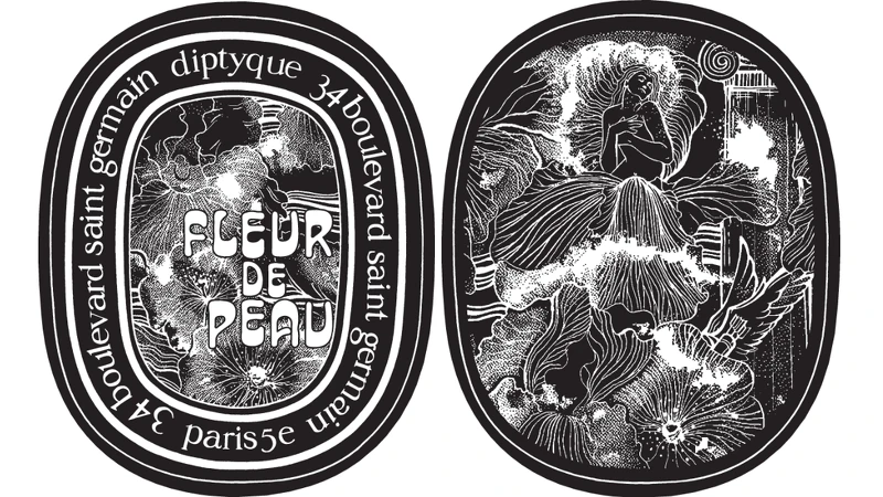 diptyque肌膚之華淡香精瓶身上的標籤正、反面。 diptyque肌膚之華淡香精瓶身上的標籤正、反面。