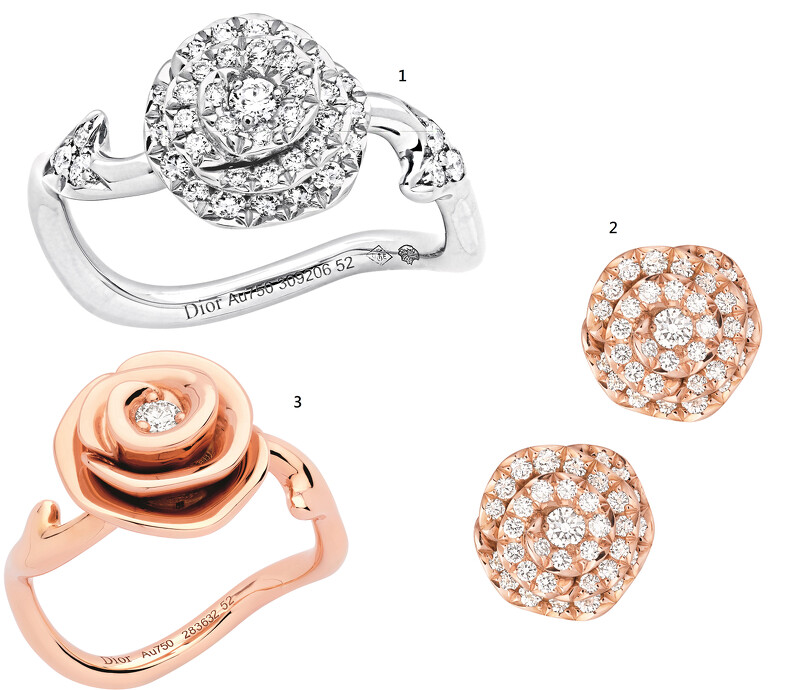 1. Rose Couture 系列戒指,2. Rose Couture 系列耳環,3. Rose Couture 系列戒指 1. Rose Couture 系列戒指,2. Rose Couture 系列耳環,3. Rose Couture 系列戒指