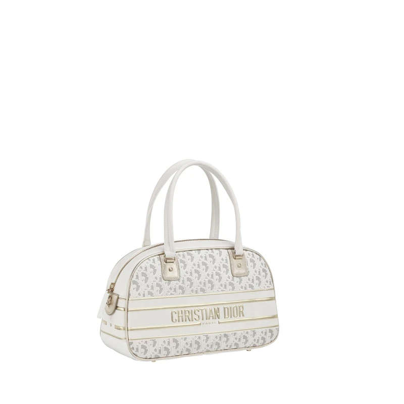 Dior Vibe Classic Bowling 白色Oblique 鏤空小牛皮中型提包，NT$155,000