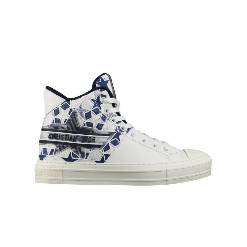 Walk’n’Dior 藍色幸運星小牛皮拼接科技面料高筒休閒鞋，NT$35,000