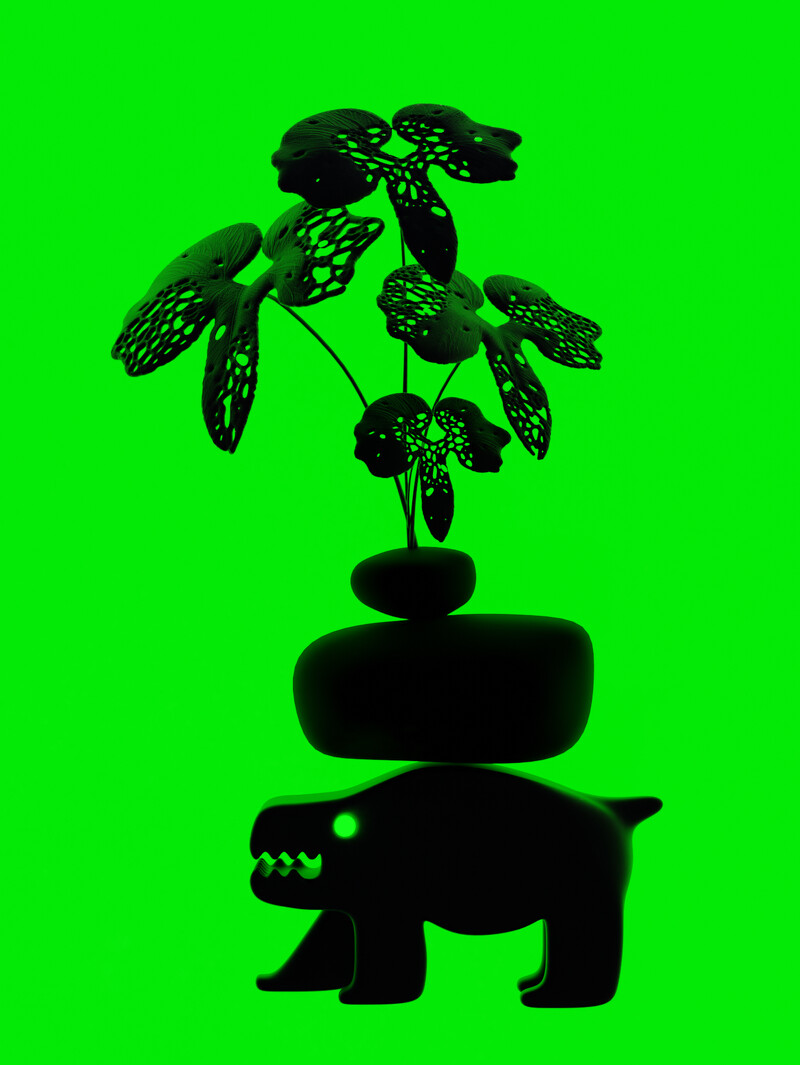尊彩藝術中心,陳普,植動物,手繪、數位演算、相紙,140×105cm,2021年。