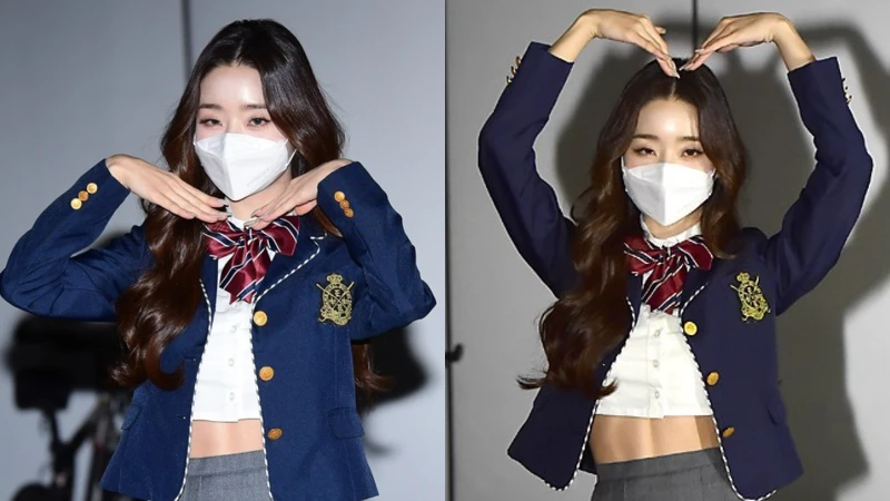 宋智雅穿上學生服露出結實腹肌