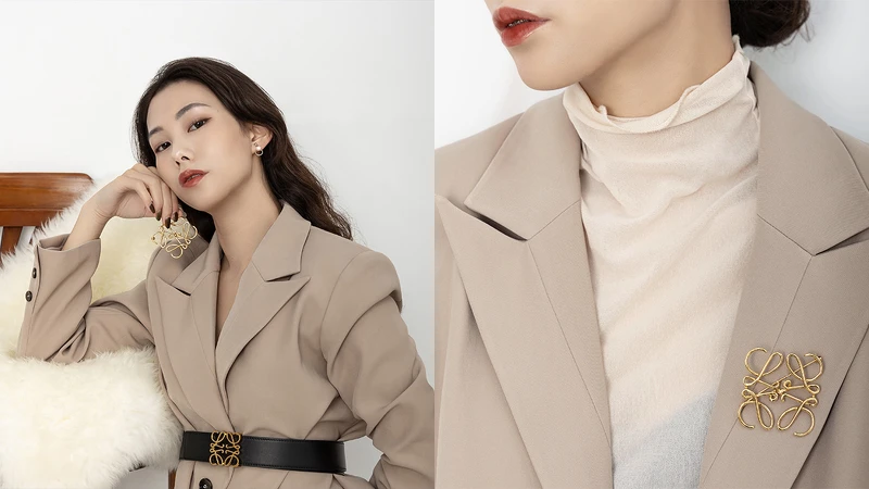 Loewe金釦雙面皮帶、Loewe 胸針