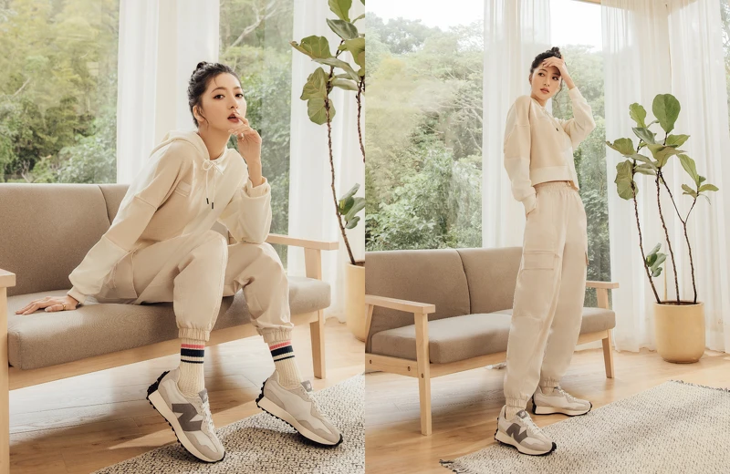 奶油連帽T$1,980、奶油白工裝長褲$1,980