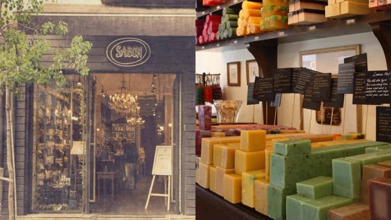 第一家SABON店景與手工皂磚。 第一家SABON店景與手工皂磚。