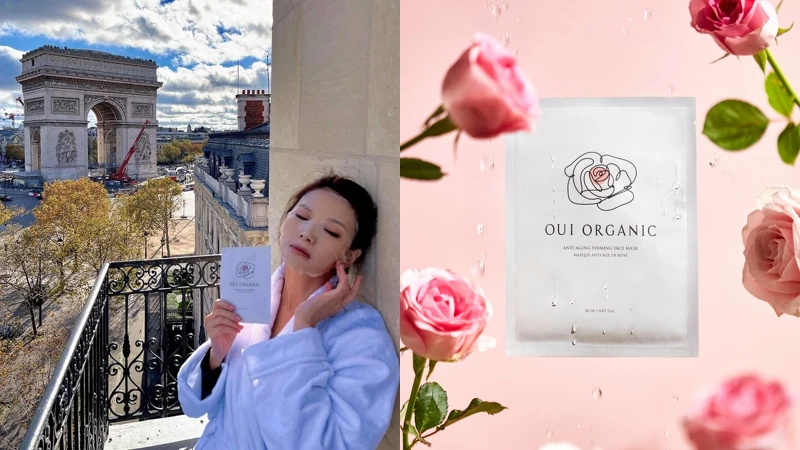 Iris艾莉絲日常最愛唯有機Oui Organic玫瑰精萃煥顏保濕面膜，在冬季為肌膚注入豐沛的玫瑰水滋養。