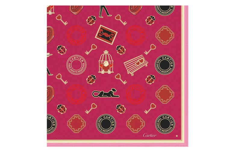 DIABOLO DE CARTIER系列絲巾，90x90cm方巾，100% 真絲斜紋綢，參考價格約NT$13,300。