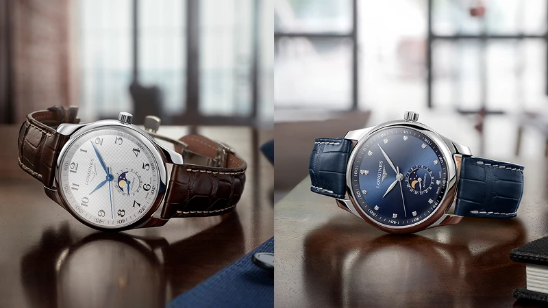 浪琴表Master巨擘系列月相男士腕錶、浪琴表Master巨擘系列藍色面盤月相男士腕錶。