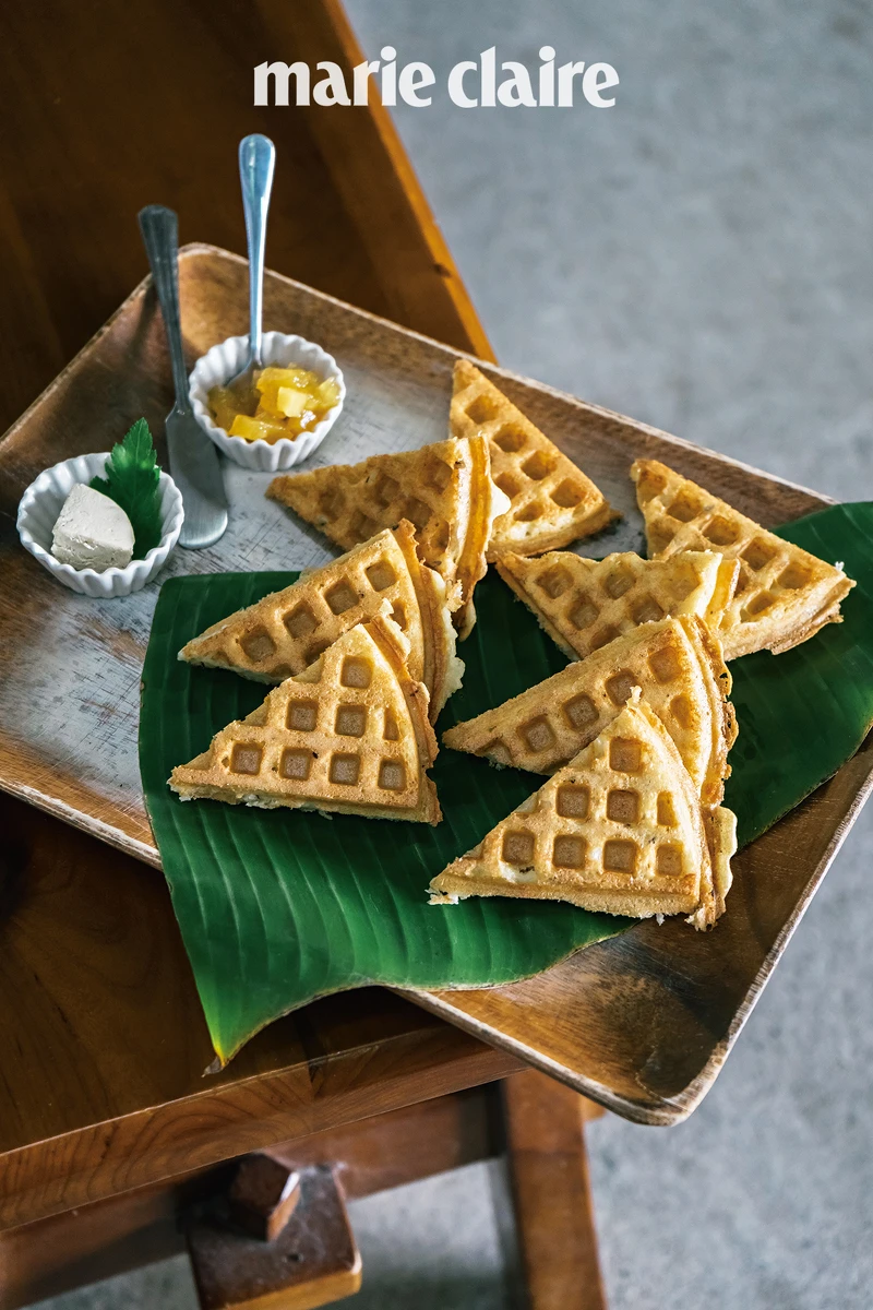 最近更開發了使用米穀粉製作的鬆餅。