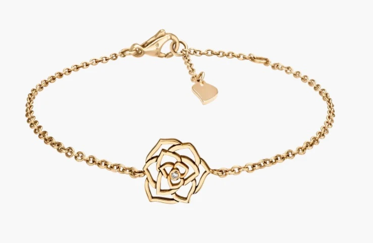 Piaget 伯爵 Rose手鏈，18K玫瑰金鑲襯一顆圓鑽，價格NT$ 31,500