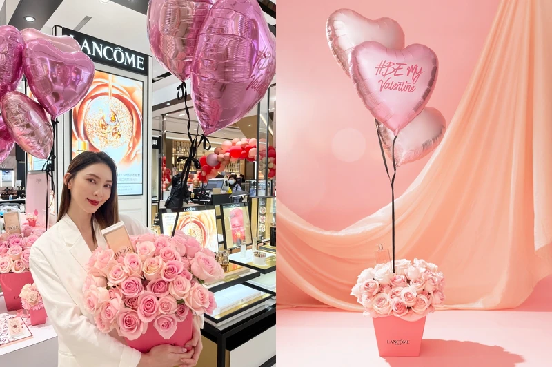 蘭蔻2022情人節唯我香水愛心氣球鮮花禮。 蘭蔻2022情人節唯我香水愛心氣球鮮花禮。