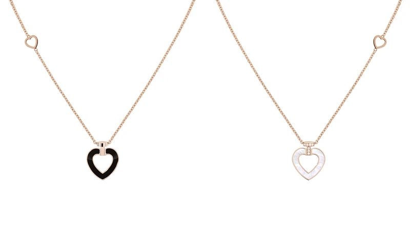 FRED 斐登 2022年新品：Pretty Woman Hardstones心形鑽石鏤空吊墜項鍊，小及中型款，售價NT$78,500～NT$90,500