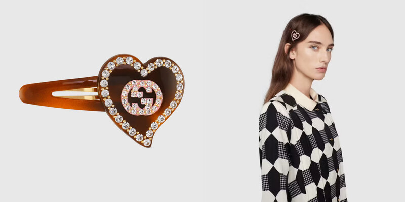 Gucci水鑽心型髮夾,NT$9,000 Gucci水鑽心型髮夾,NT$9,000