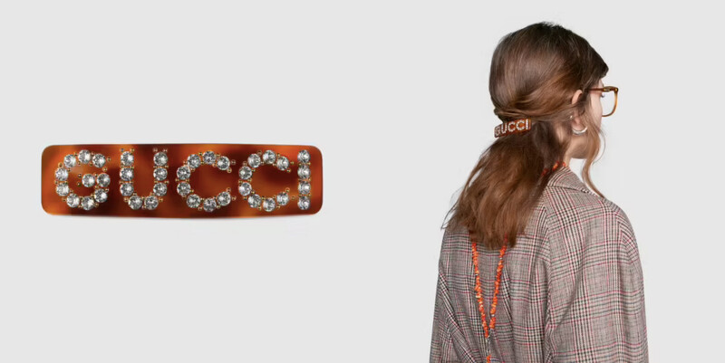 Gucci 水鑽logo髮夾,NT$14,100 Gucci 水鑽logo髮夾,NT$14,100