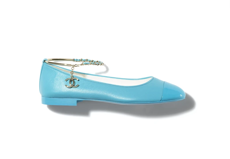 皮革繞踝皮穿鍊雙色芭蕾舞鞋，NT 37,900