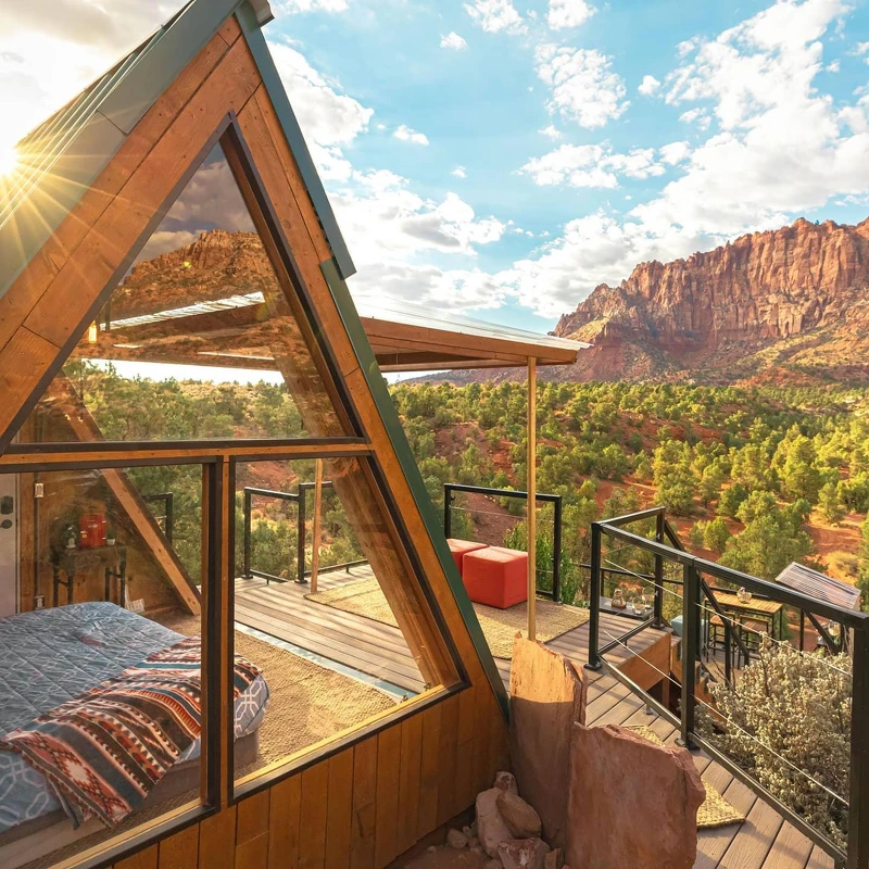 有著絕佳景色的生態小屋。 有著絕佳景色的生態小屋。