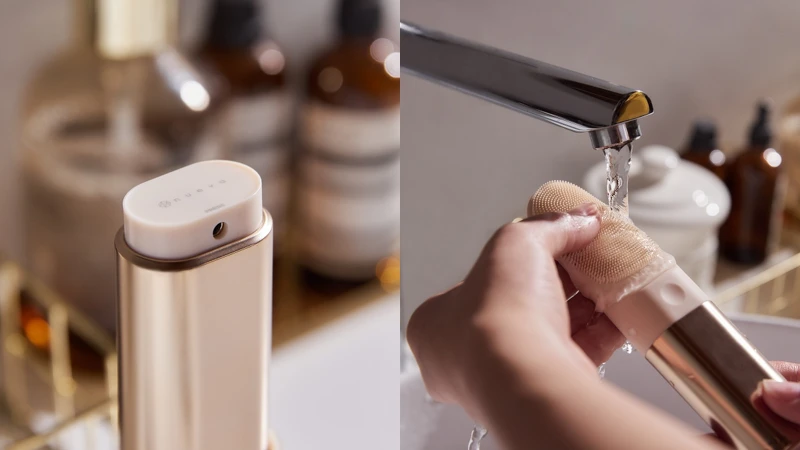 NUEVA Torche超溫感三效音波洗臉儀全機防水,便於清洗。還有隱藏式充電孔、磁吸時尚衛生防護蓋。 NUEVA Torche超溫感三效音波洗臉儀全機防水,便於清洗。還有隱藏式充電孔、磁吸時尚衛生防護蓋。