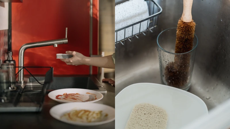 洗碗第一步,先依油膩程度分類碗盤。 洗碗第一步,先依油膩程度分類碗盤。