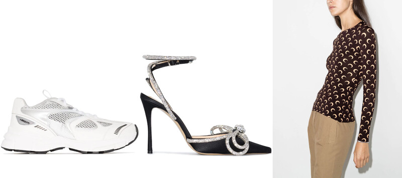 Axel Arigato網布拼接運動鞋、MACH & MACH晶飾蝴蝶結高跟鞋、Serre彎月印花彈性上衣 Axel Arigato網布拼接運動鞋、MACH & MACH晶飾蝴蝶結高跟鞋、Serre彎月印花彈性上衣