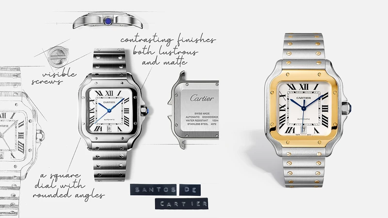 Santos de Cartier腕錶,大型款。  Santos de Cartier腕錶,大型款。