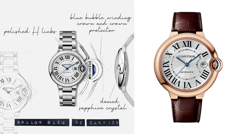 Ballon Bleu de Cartier玫瑰金腕錶 (40mm)。  Ballon Bleu de Cartier玫瑰金腕錶 (40mm)。