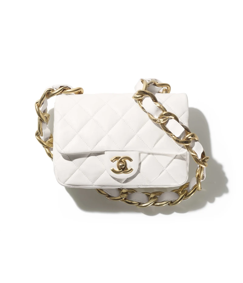 白色皮革菱格紋皮穿鍊肩背包，NT158,600