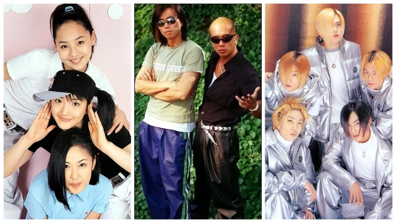 (左）S.E.S（中）酷龍 （右）H.O.T 為韓流元祖代表團體
