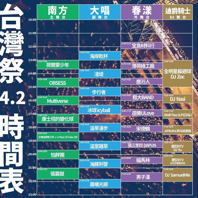 2022台灣祭4/2演出時刻表 2022台灣祭4/2演出時刻表