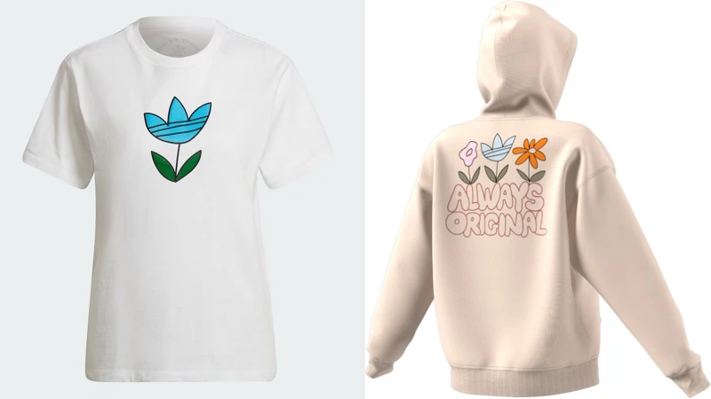 花朵塗鴉短袖上衣 NTD1,290、花朵塗鴉帽T NTD2,890