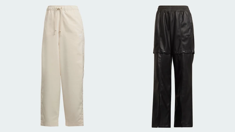 排扣長褲 NTD3,090、排釦設計皮褲 NTD3,290