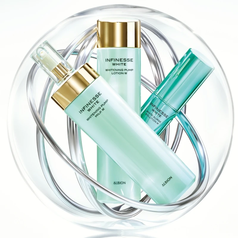 ALBION賦白彈力系列全能掃黑三步驟形象圖。