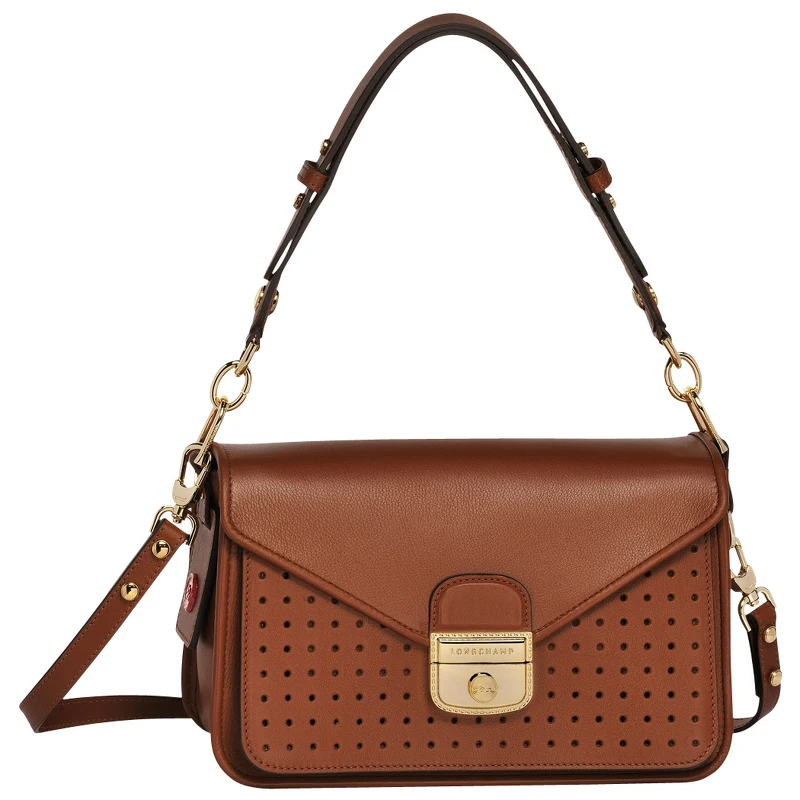 Longchamp Mademoiselle系列 斜揹袋 S (白蘭地酒色)，NT 36,000