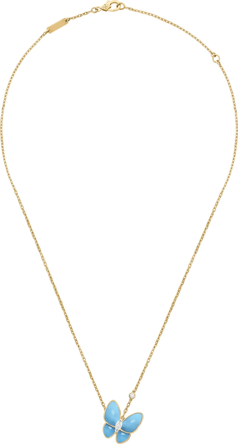 Two Butterfly吊墜 K金、綠松石、鑽石 議售價: 約新台幣306,000元