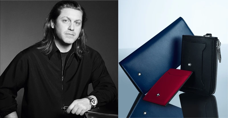 圖左：萬寶龍創意總監Marco Tomasetta，圖右：由他親自操刀設計的全新萬寶龍大師傑作系列(15卡長夾、3卡卡、鑰匙包夾)