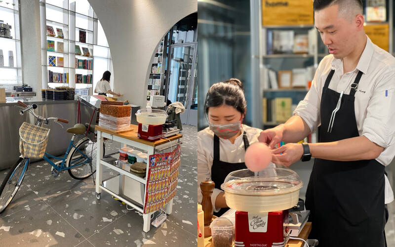 特意把叭噗單車、棉花糖機搬進空間內。