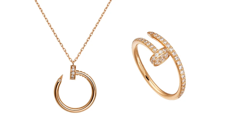Juste un Clou玫瑰金鑲鑽項鍊、Juste un Clou玫瑰金鋪鑲戒指(小型款)