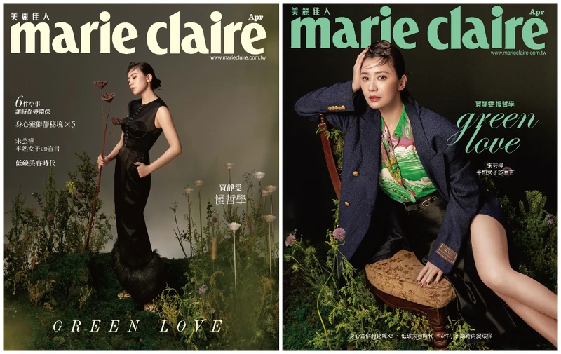 (左)黑色刺繡洋裝,Gucci。(右)藍色翻領雙排扣夾克、印花短袖保齡球襯衫、黑色絲綢半身裙,all by Gucci。 (左)黑色刺繡洋裝,Gucci。(右)藍色翻領雙排扣夾克、印花短袖保齡球襯衫、黑色絲綢半身裙,all by Gucci。