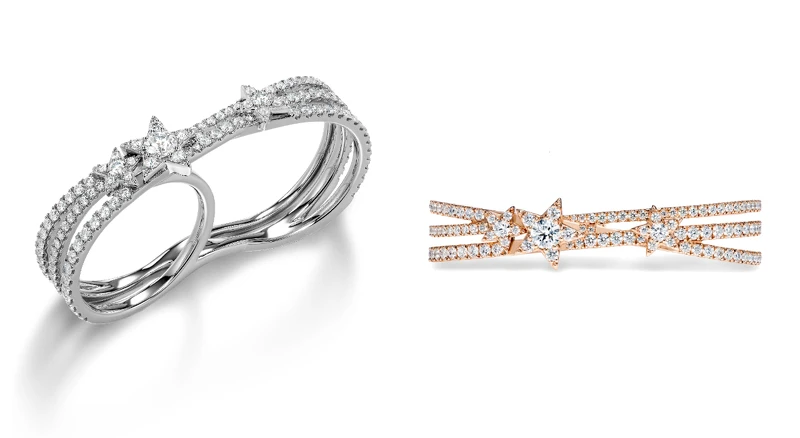 Illa Cross白K金鑽石跨指戒、Illa Cross玫瑰金鑽石跨指戒。