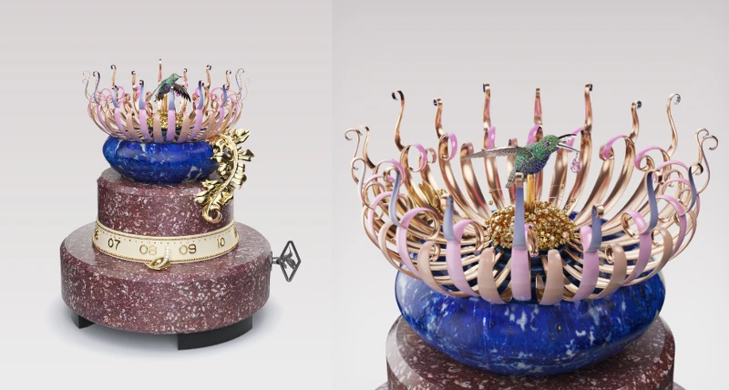 Rêveries de Berylline自動機械裝置花冠打開後蜂鳥特寫 (3D示意圖) © Van Cleef & Arpels Rêveries de Berylline自動機械裝置花冠打開後蜂鳥特寫 (3D示意圖) © Van Cleef & Arpels