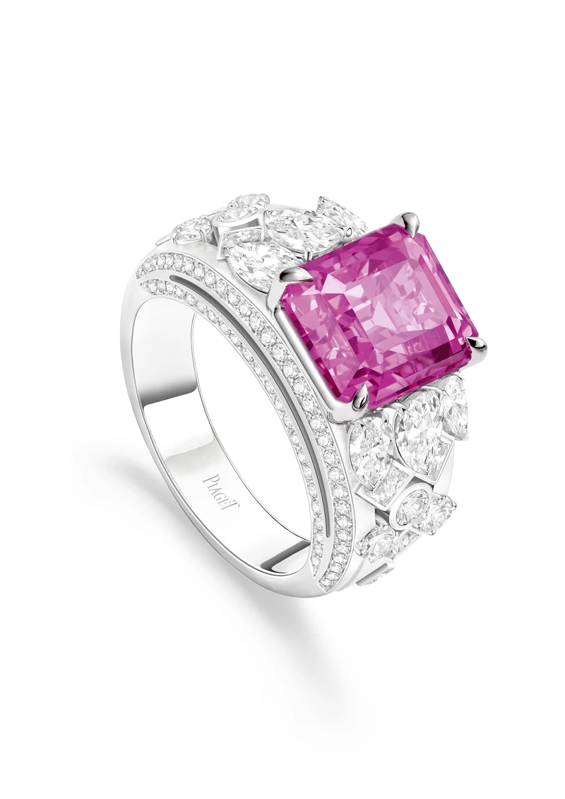 Piaget伯爵「Magical Lights奇幻光影」粉紅藍寶石頂級珠寶戒指 Piaget伯爵「Magical Lights奇幻光影」粉紅藍寶石頂級珠寶戒指