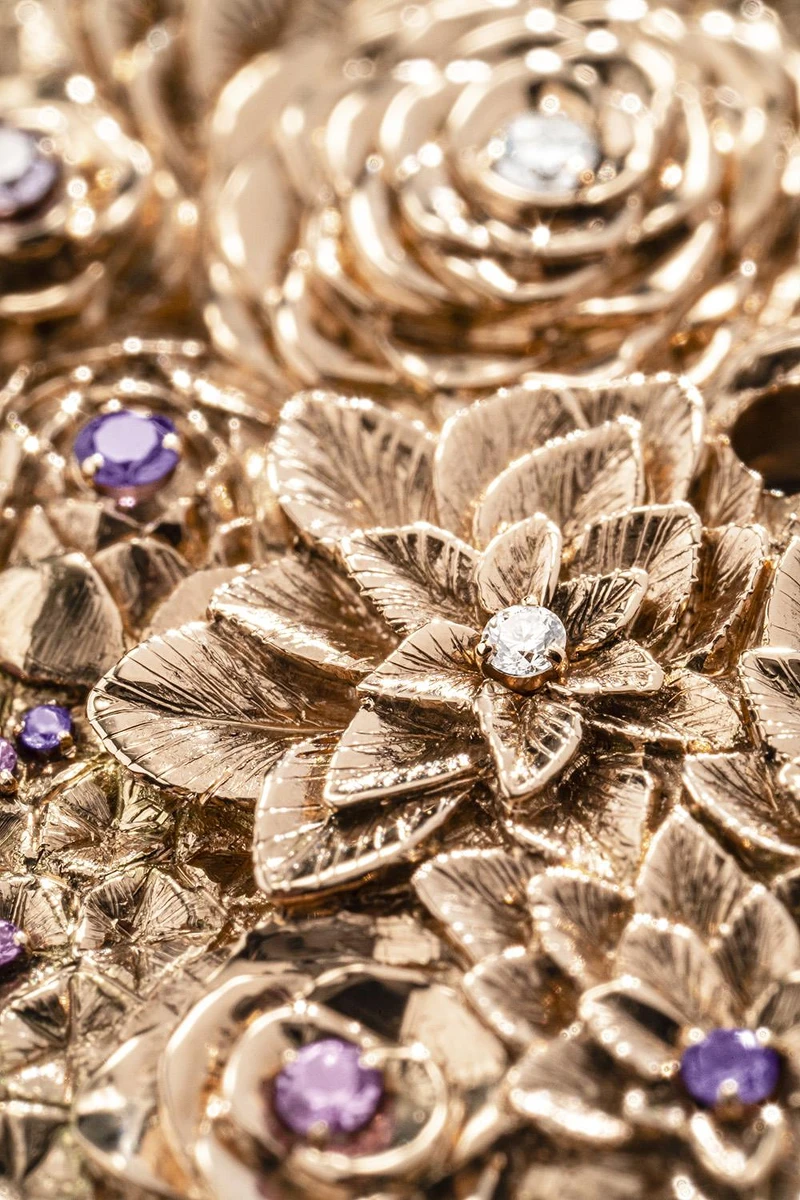 Altiplano至臻超薄系列玫瑰藝術工藝腕錶工藝細節圖