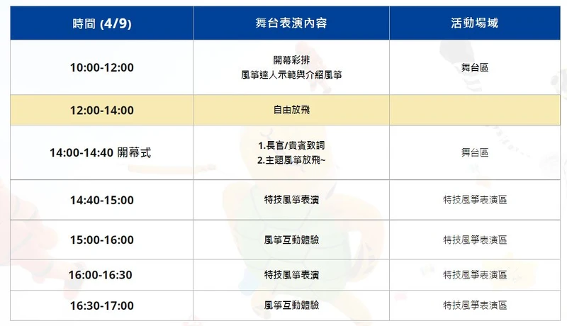 「2022桃園國際風箏節」3/26節目表 「2022桃園國際風箏節」3/26節目表