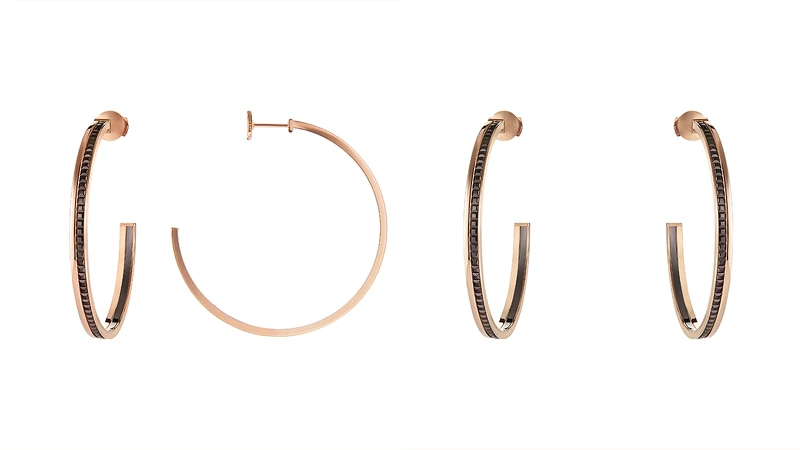 Quatre Classique系列耳環:黃金、玫瑰金750材質、棕色PVD,台幣參考售價NT286,000。 Quatre Classique系列耳環:黃金、玫瑰金750材質、棕色PVD,台幣參考售價NT286,000。