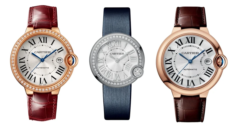 Ballon Bleu de Cartier 玫瑰金鑽石腕錶(40mm)、Ballon Blanc de Cartier腕錶(30mm)、Ballon Blanc de Cartier玫瑰金腕錶(40mm)。 Ballon Bleu de Cartier 玫瑰金鑽石腕錶(40mm)、Ballon Blanc de Cartier腕錶(30mm)、Ballon Blanc de Cartier玫瑰金腕錶(40mm)。