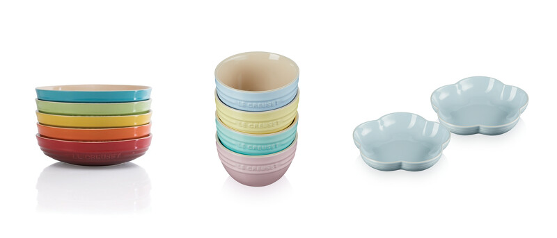 LE CREUSET 深圓盤組5入、LE CREUSET 韓式飯碗4入、LE CREUSET 花型盤（中）2入