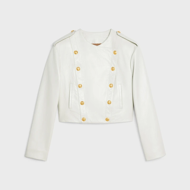 CELINE 雙排釦皮革外套,NT160,000。 CELINE 雙排釦皮革外套,NT160,000。