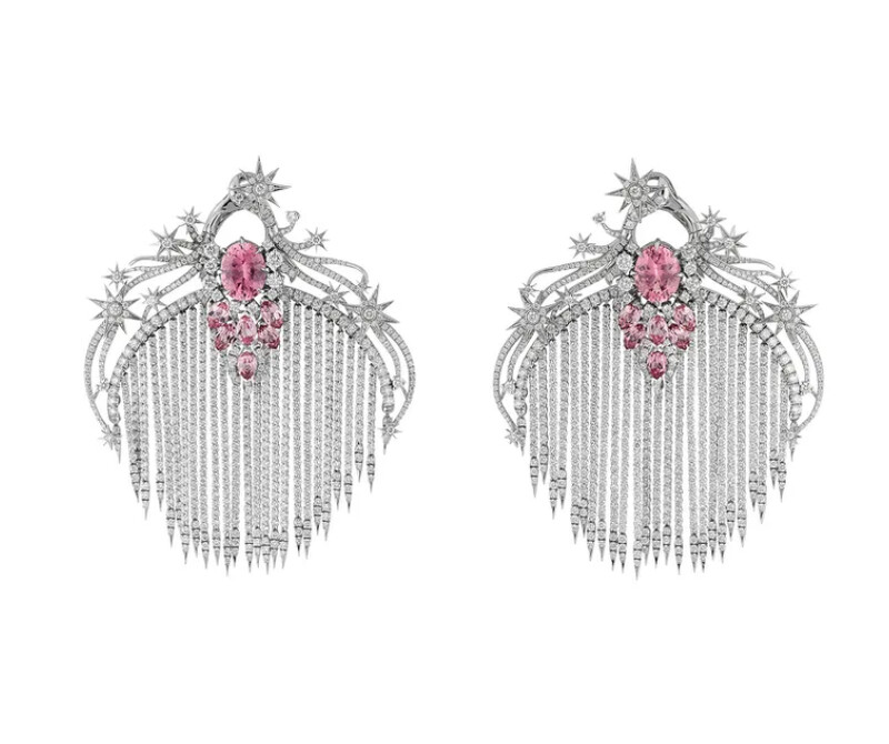 Gucci鑲嵌粉紅色尖晶石及鑽石的高級珠寶耳環
