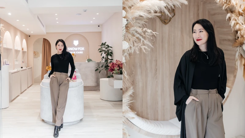 Snow Fox台灣首間實體門市天母店與品牌創辦人Phoebe。 Snow Fox台灣首間實體門市天母店與品牌創辦人Phoebe。